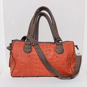 Orange and Brown Studded Women's Handbag Size 13×5×8.5